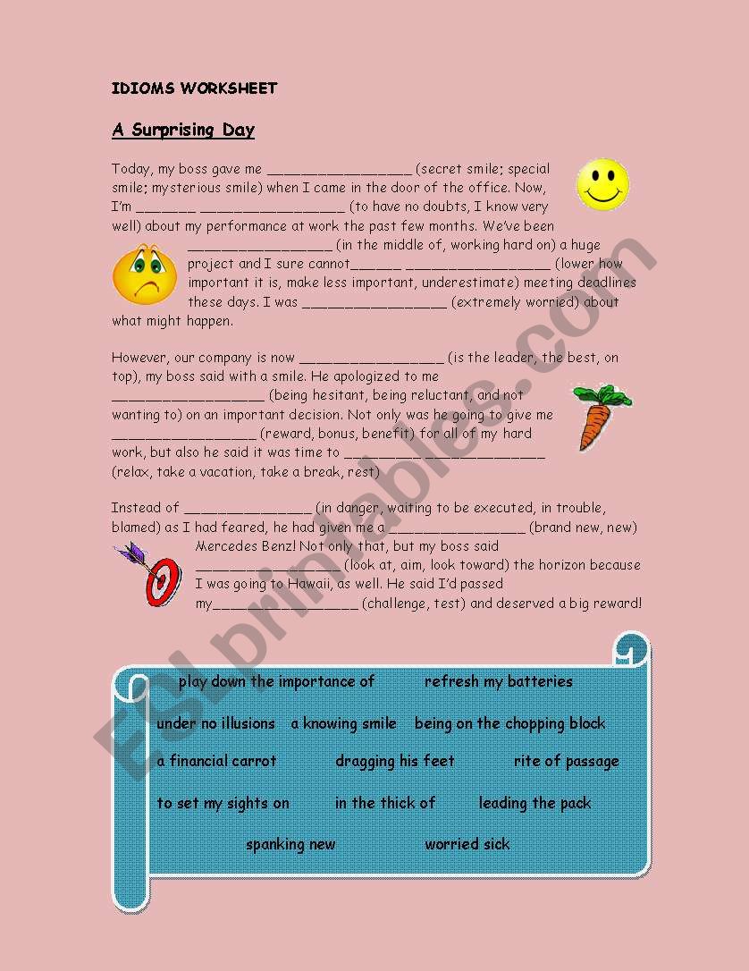 Idioms worksheet