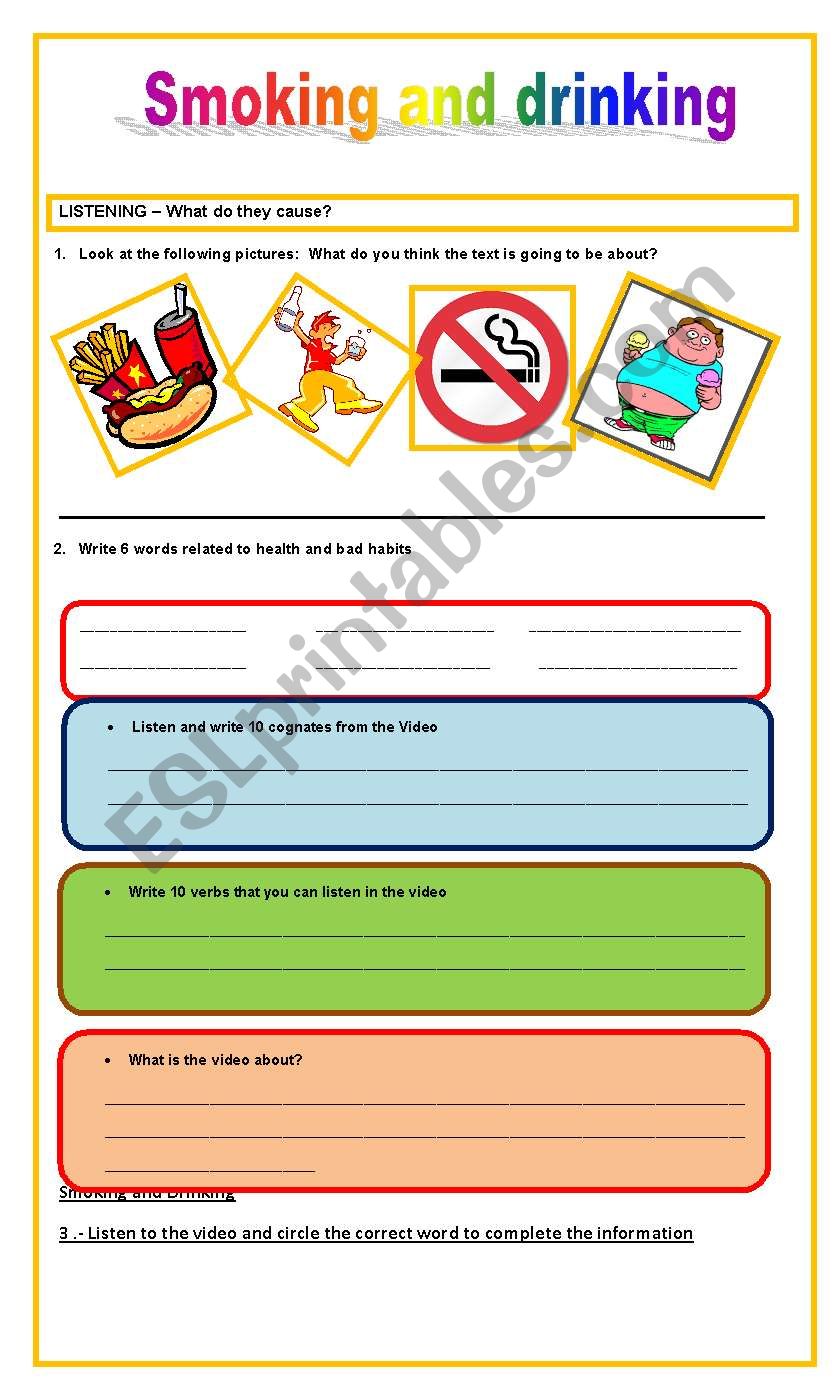 Smoking and Drinking + How bad can a hamburger possible be/ Listening comprehension exercise! 