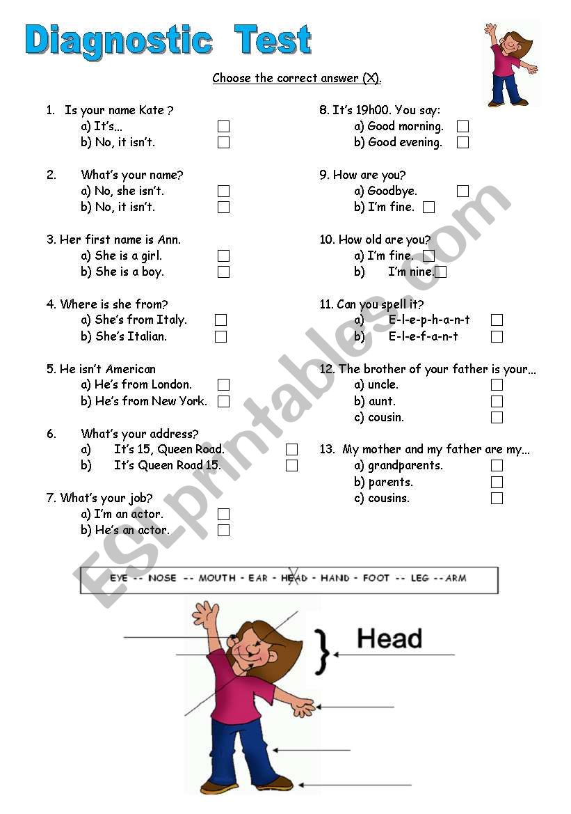Diagnostic Test worksheet