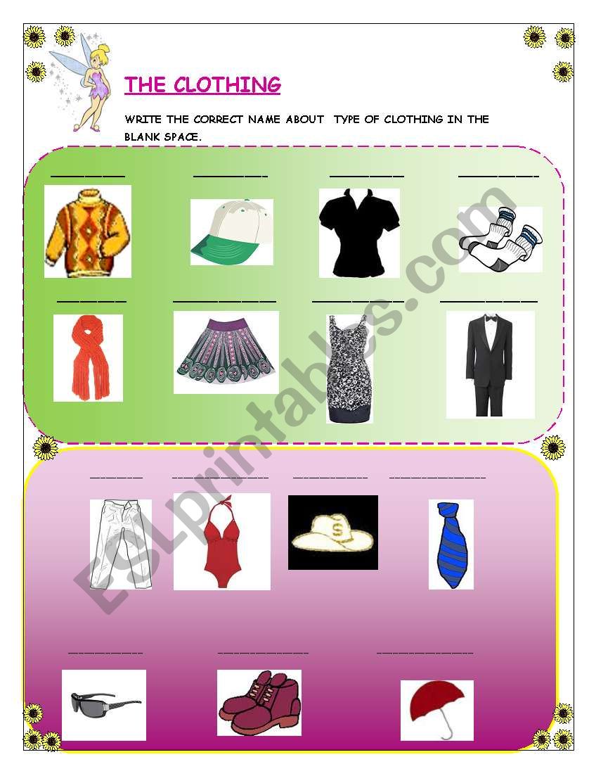 THE CLOTHING worksheet