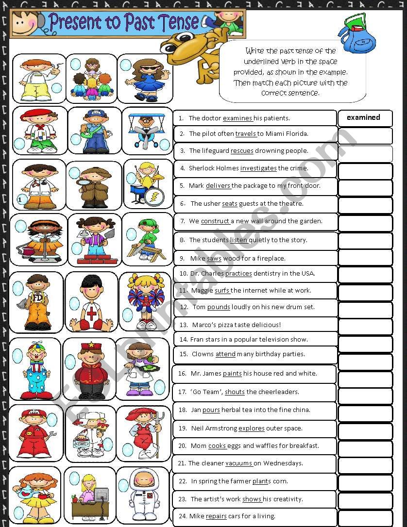 Simple present tense to simple past tense