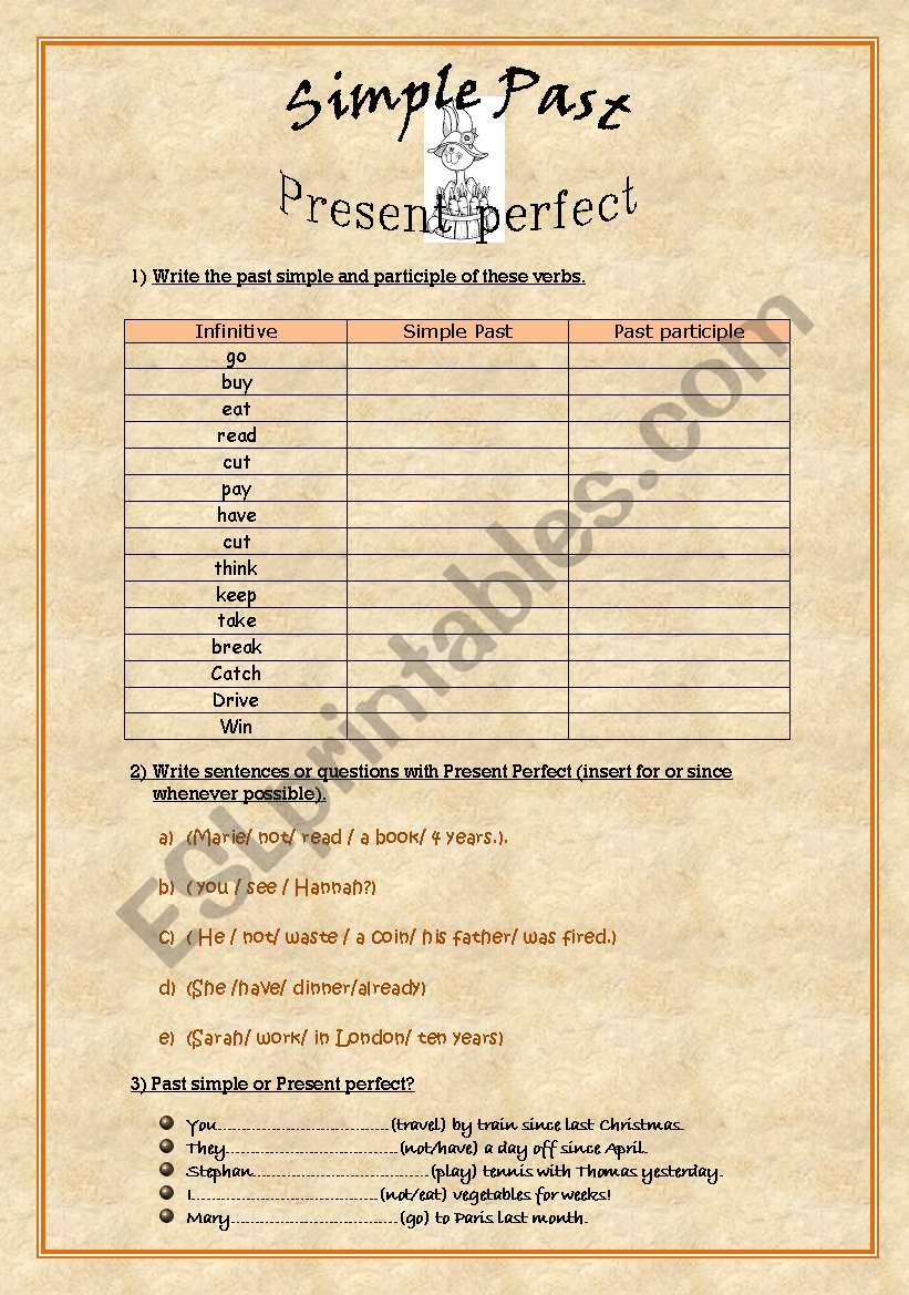 simple past/ present perfect worksheet
