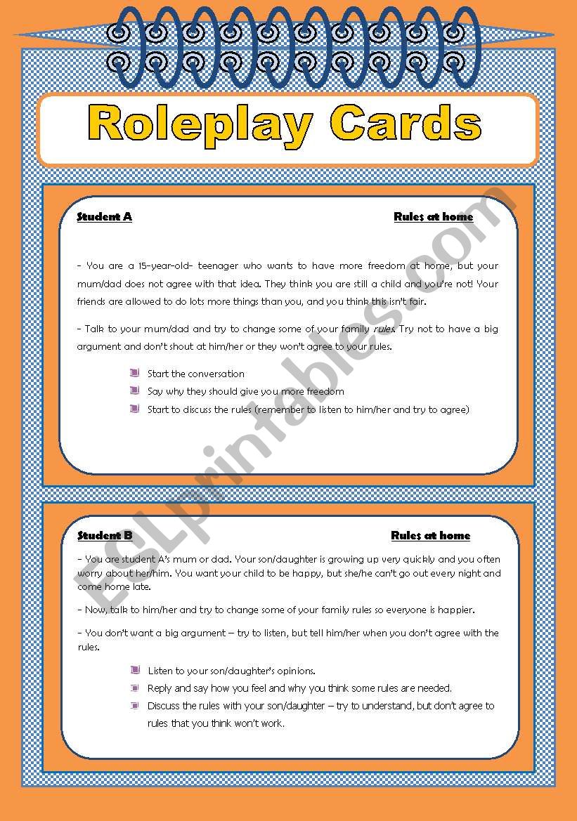 ROLEPLAY CARDS  - ADOLESCENTS ISSUES ***3 PAGES*** FULLY EDITABLE