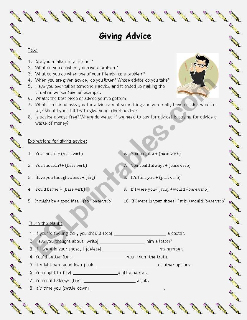 Giving Advice worksheet
