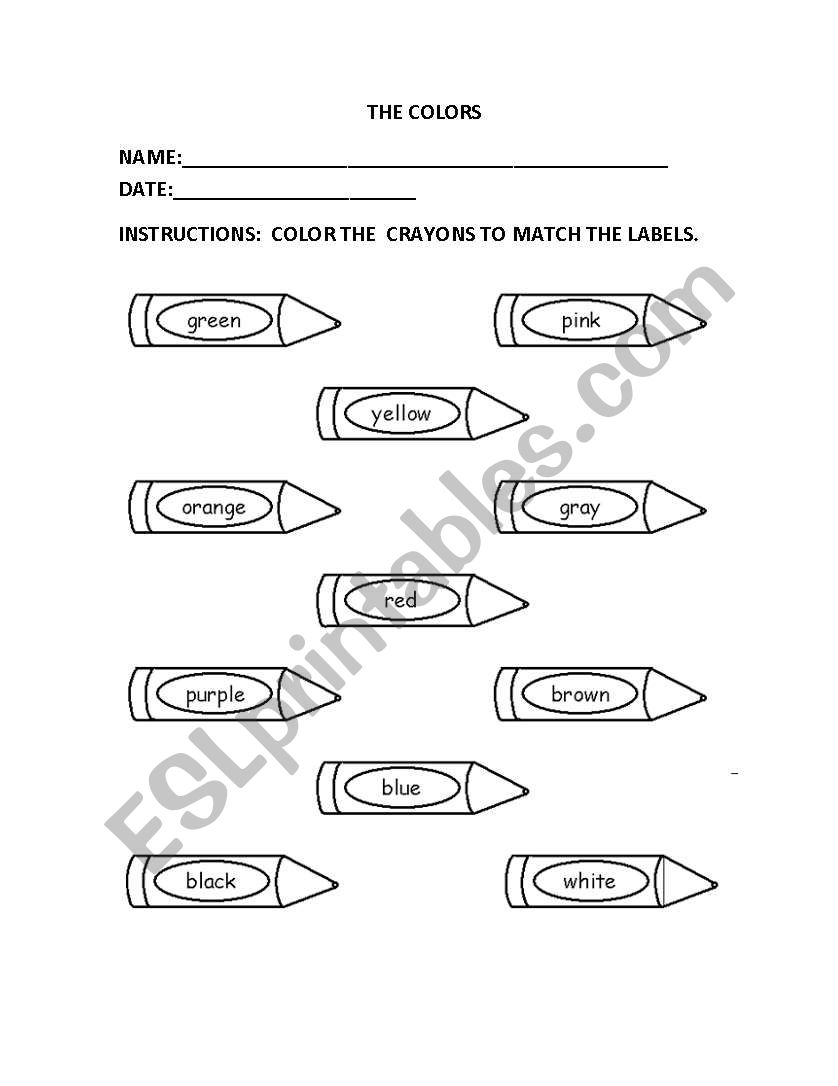 COLORS worksheet