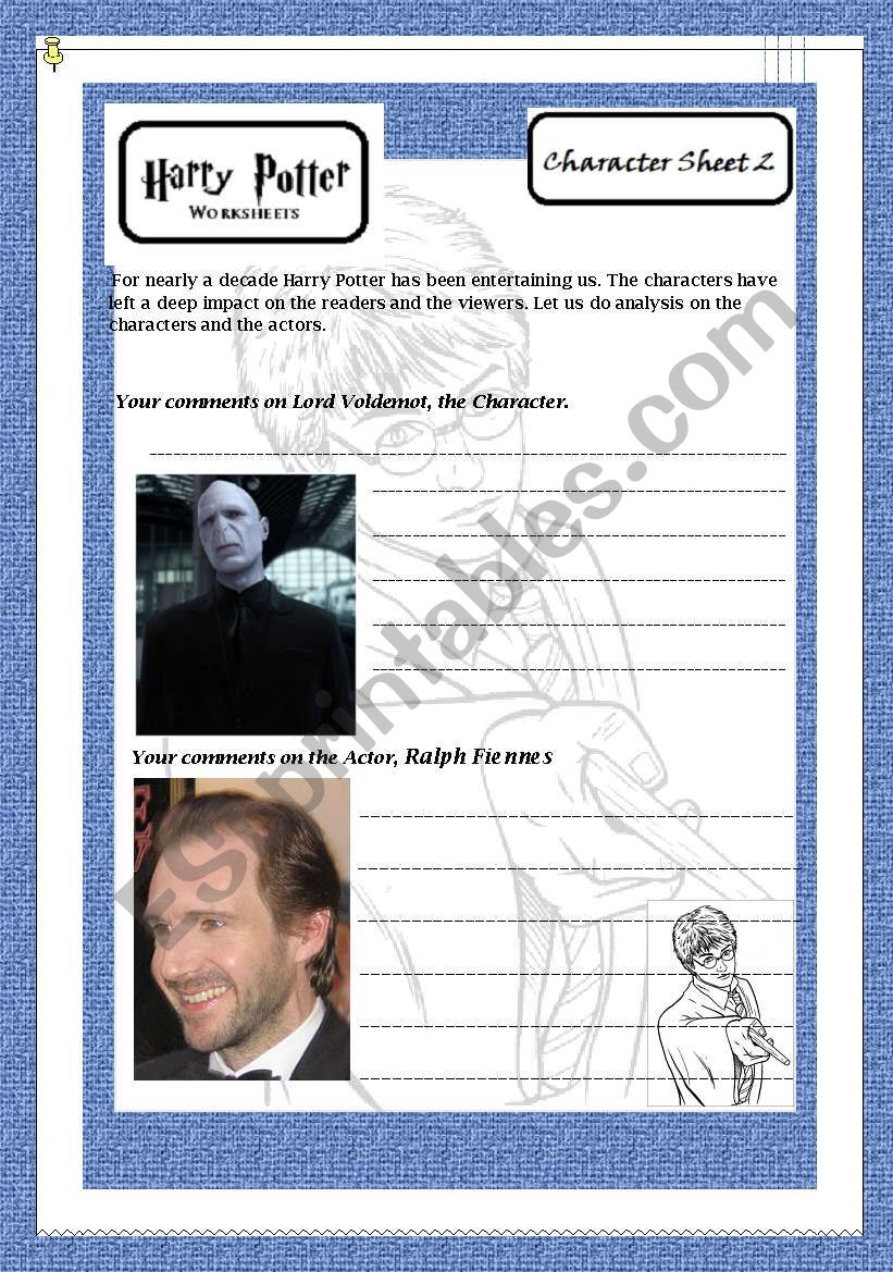 HARRY POTTER Series Worksheet 3