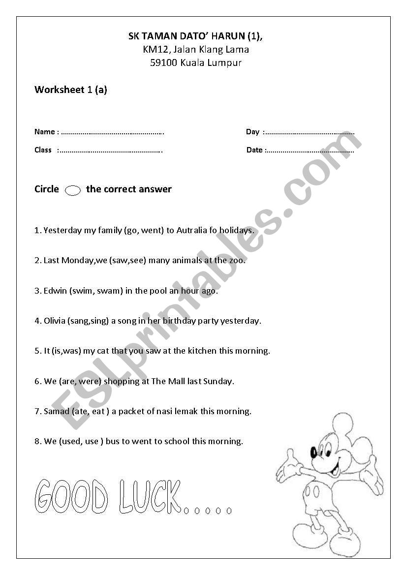 Past Tense worksheet