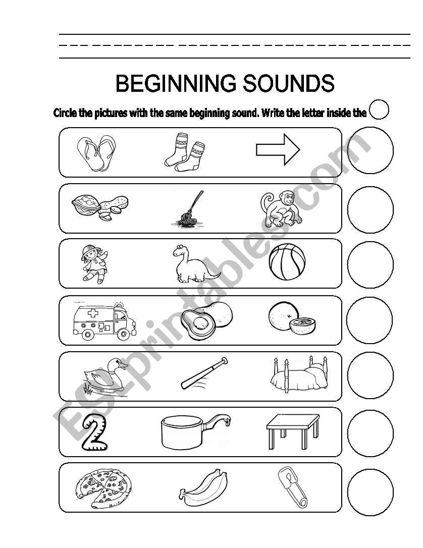 Alphabet Beginning Sounds worksheet