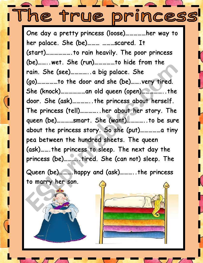 THE TRUE PRINCESS/PAST TENSE worksheet