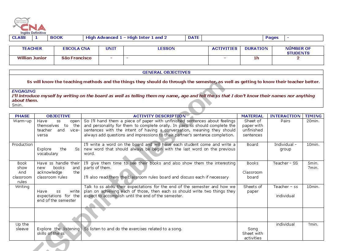 planejamento worksheet