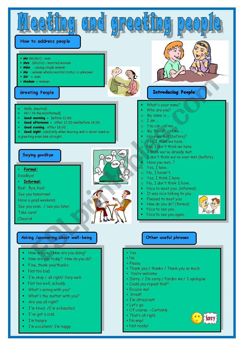 Meeting and greeting people - conversation guide