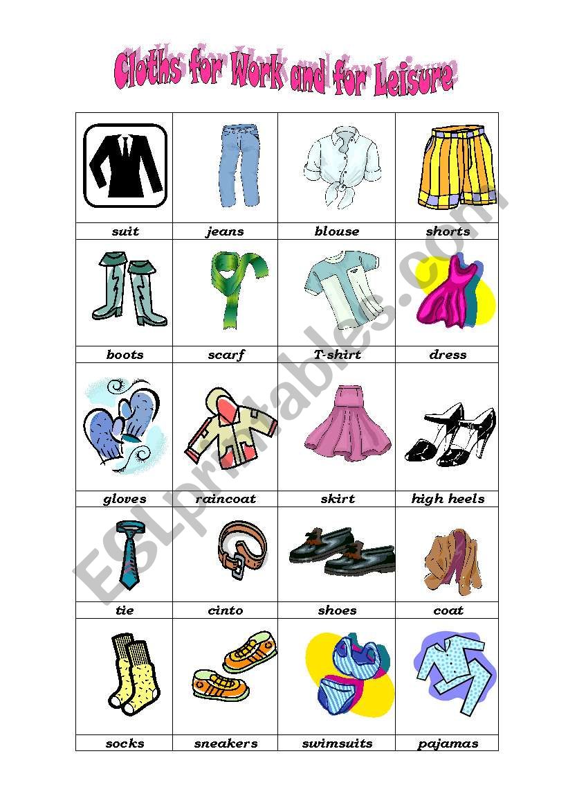 Clothes worksheet