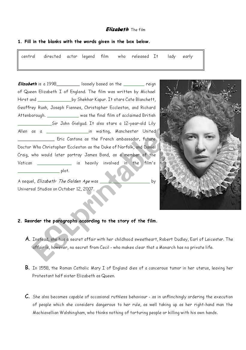 Elizabeth worksheet