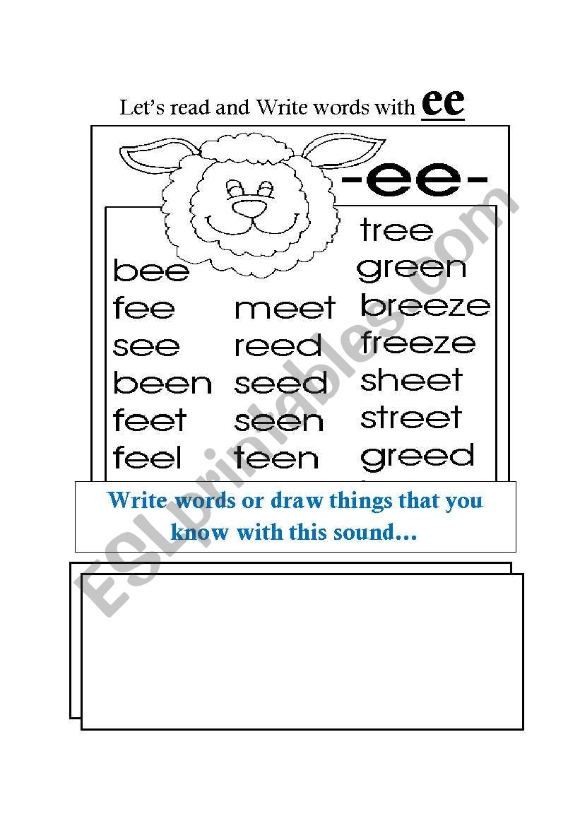 ee vowel combination practice worksheet