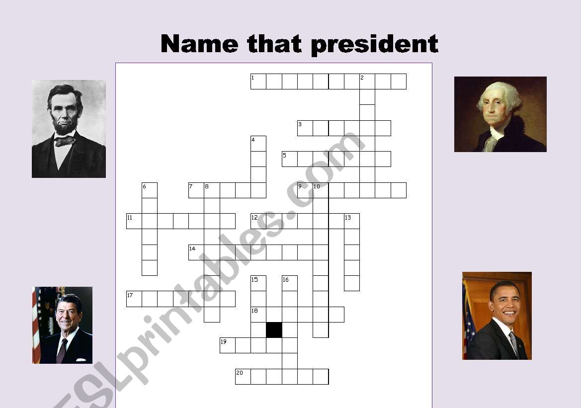 Name that president worksheet