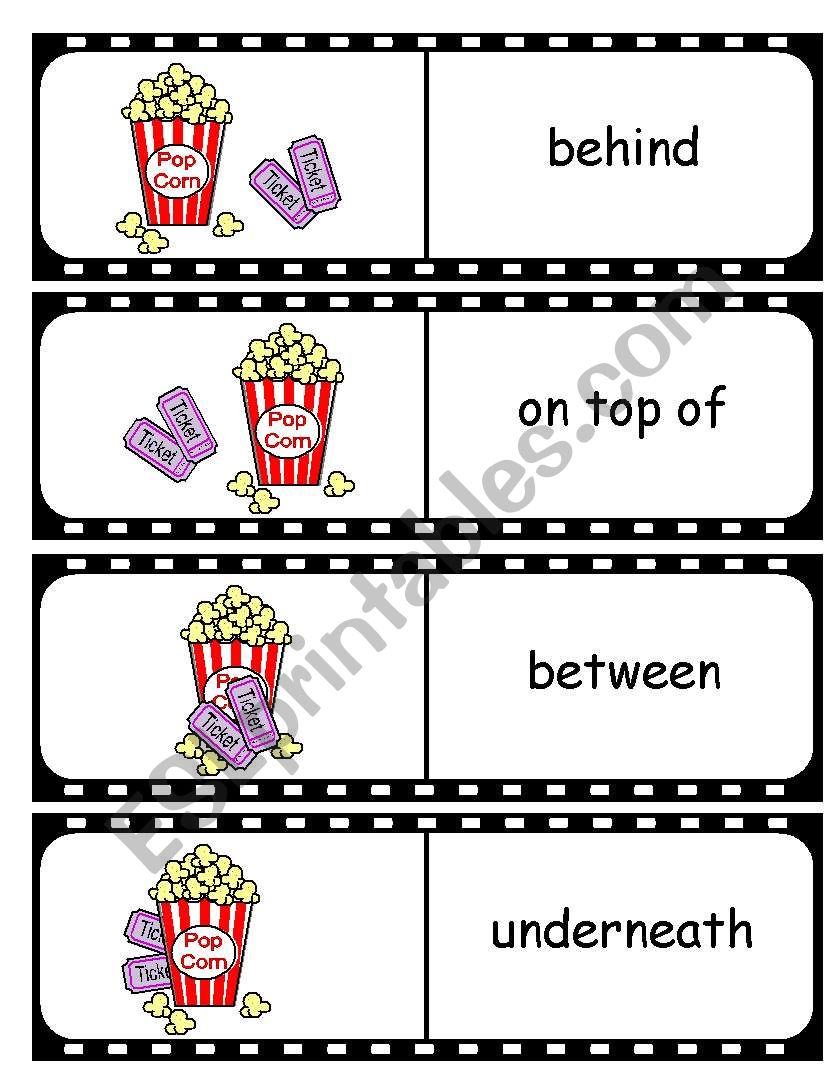 Where are the Movie Tickets Preposition Dominoes and Memory Cards Part 1 of 4