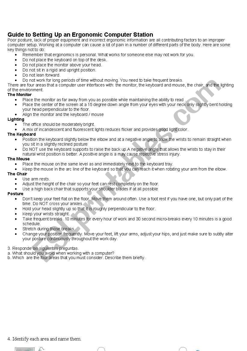 Setting up a Computer worksheet