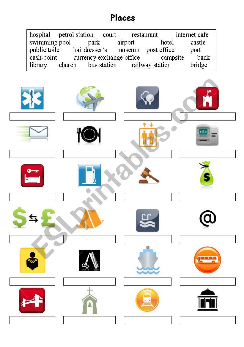 Places - Matching worksheet