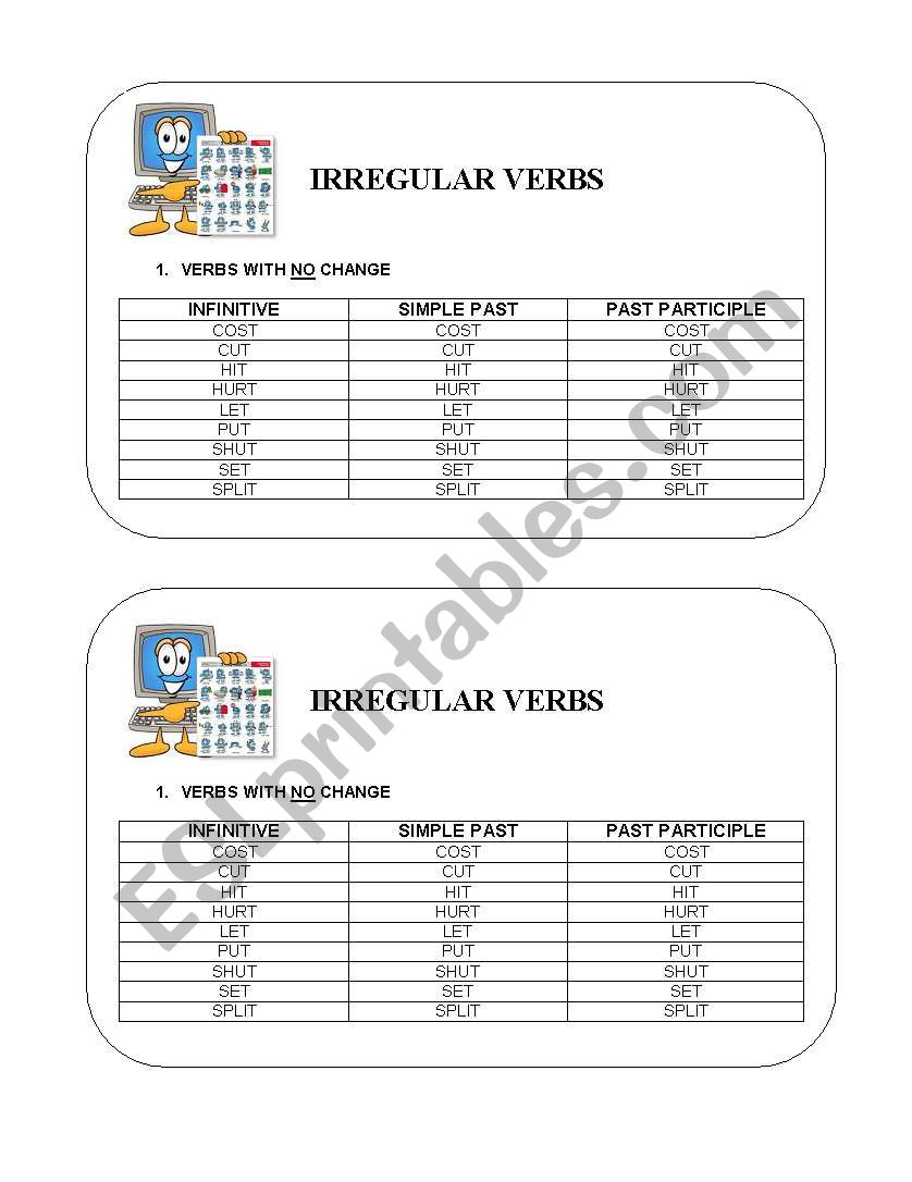 Irregular Verbs 1 worksheet