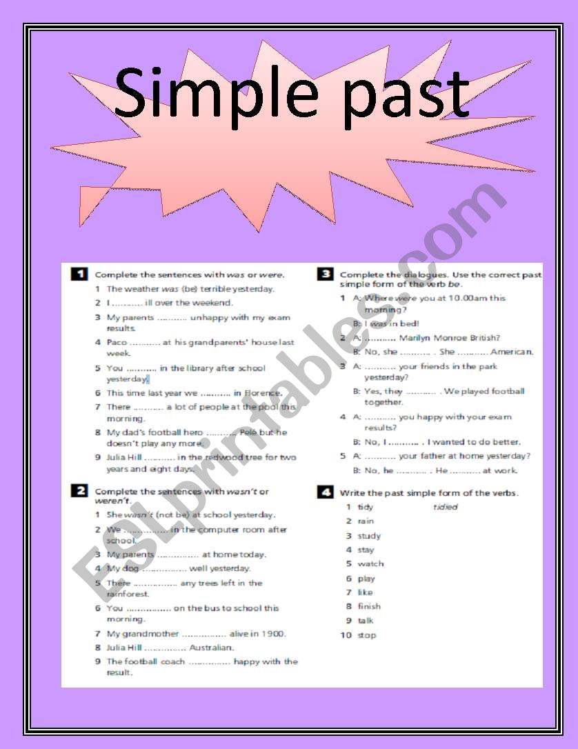 SIMPLE PAST WITH BE worksheet