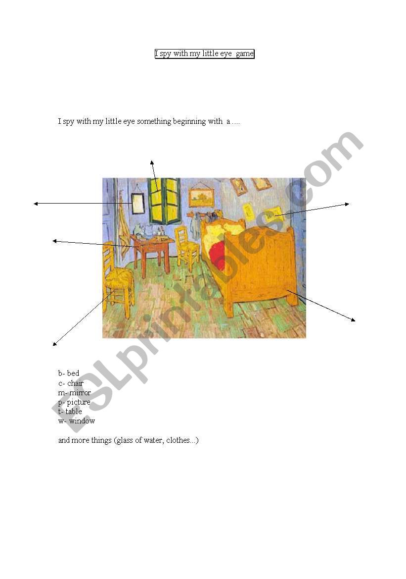 I spy - room worksheet