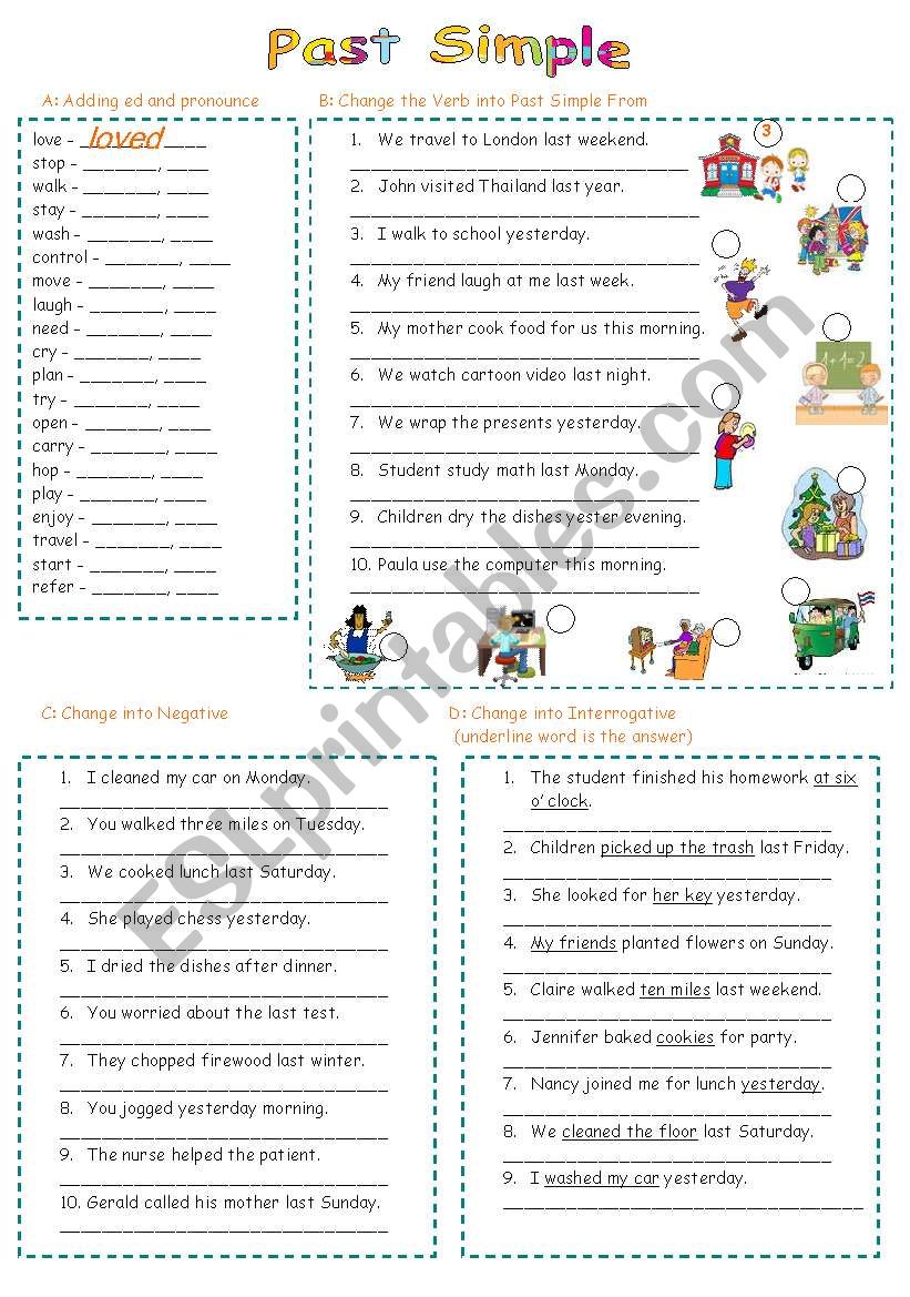 past simple worksheet