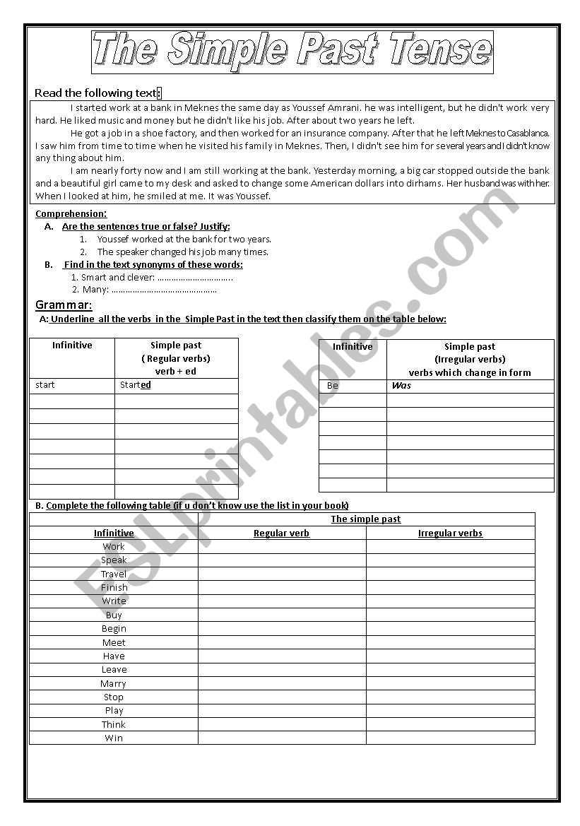 Simple Past for beginners worksheet