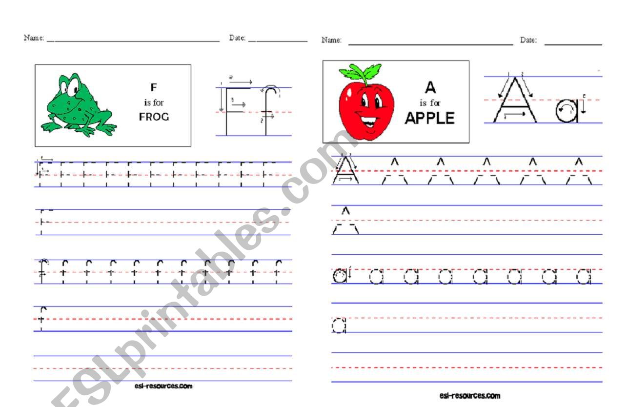 letters F ,A , I, E worksheet