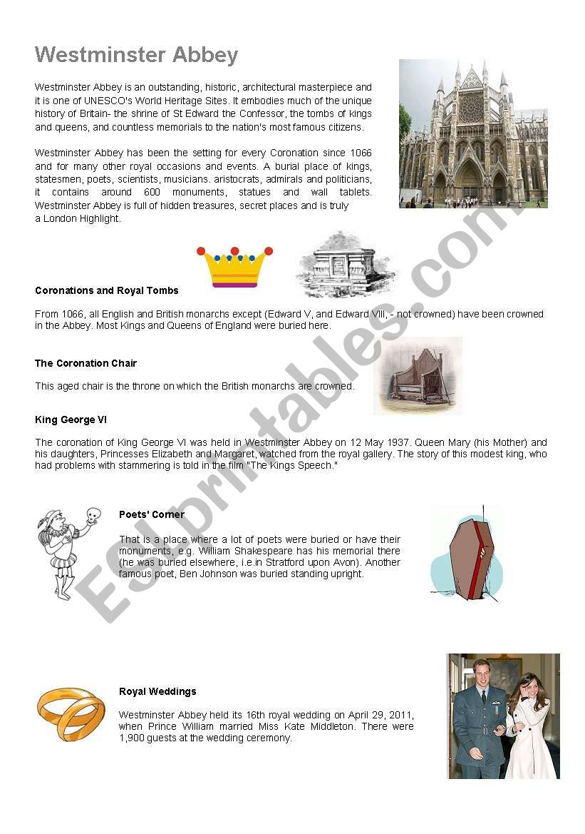 London - Westminster Abbey worksheet