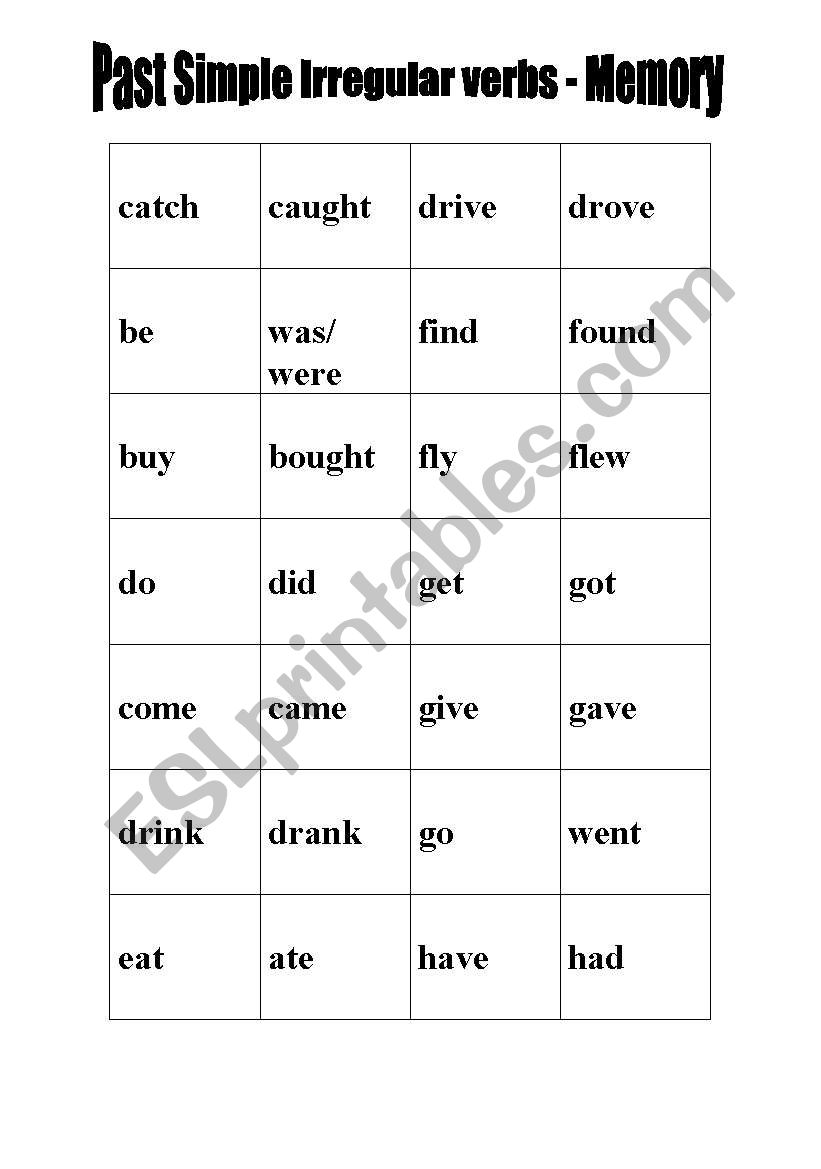 Past simple irregular verbs- Memory