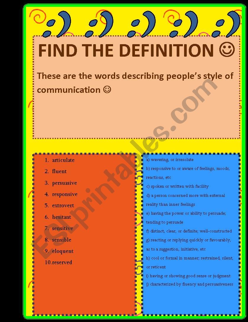 Style of Communication worksheet