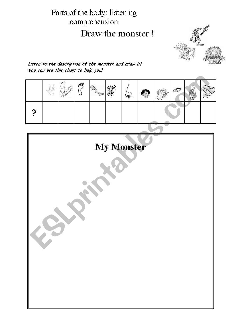 Draw a monster worksheet