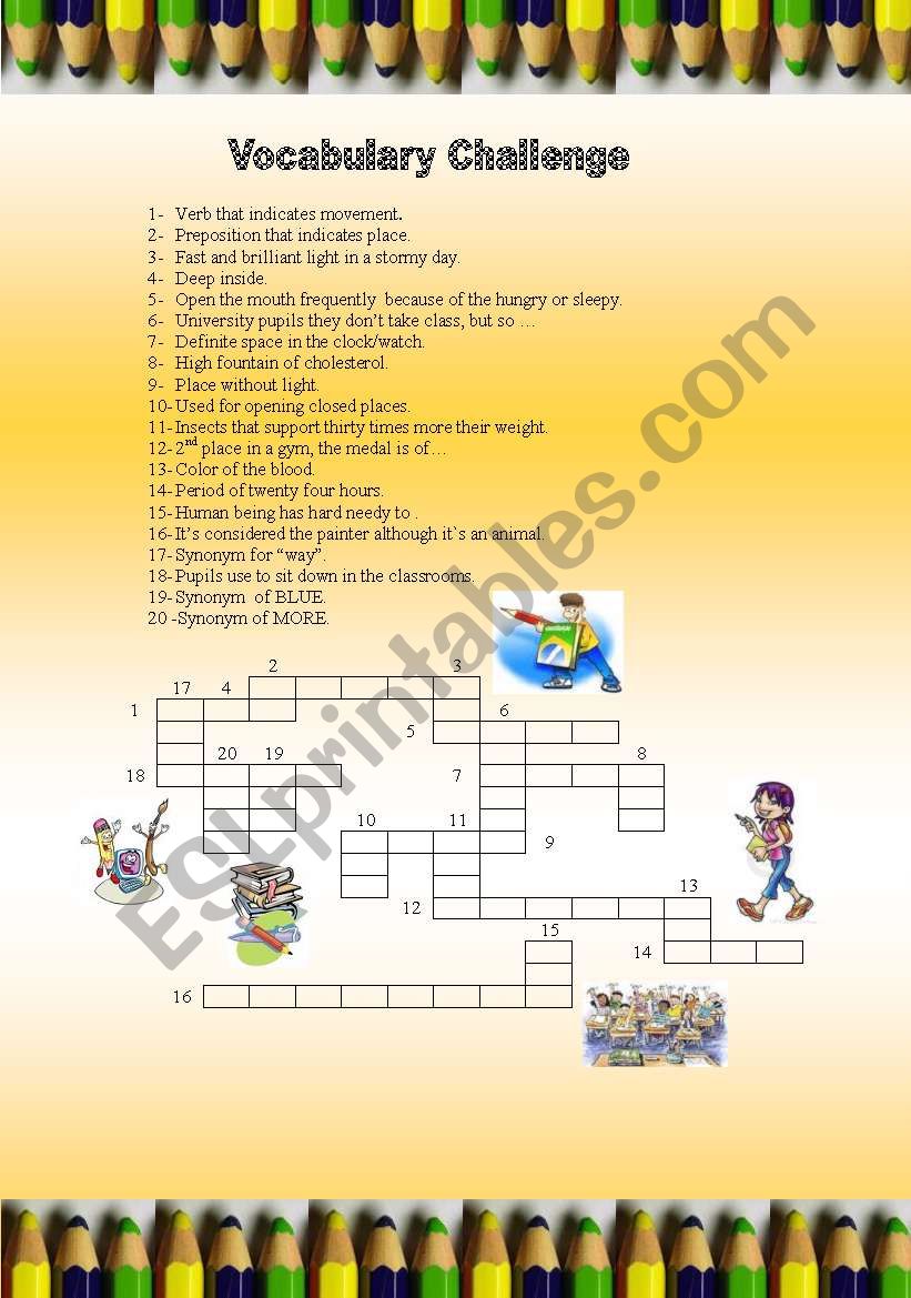 Vocabulary Challenge worksheet