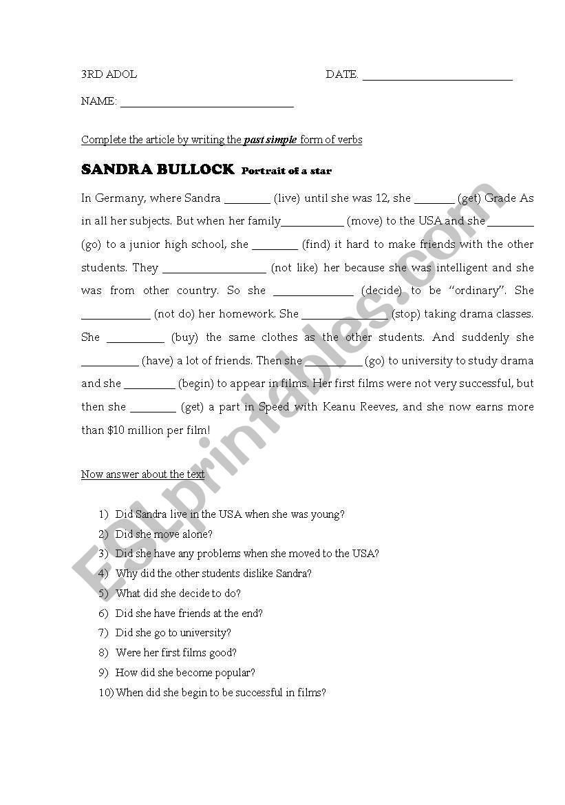 PAST SIMPLE REVIEW worksheet