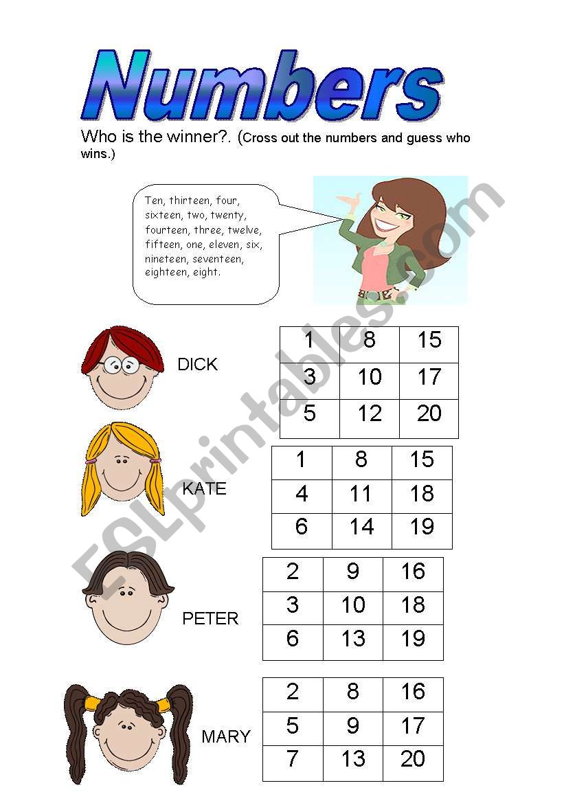 Play bingo worksheet
