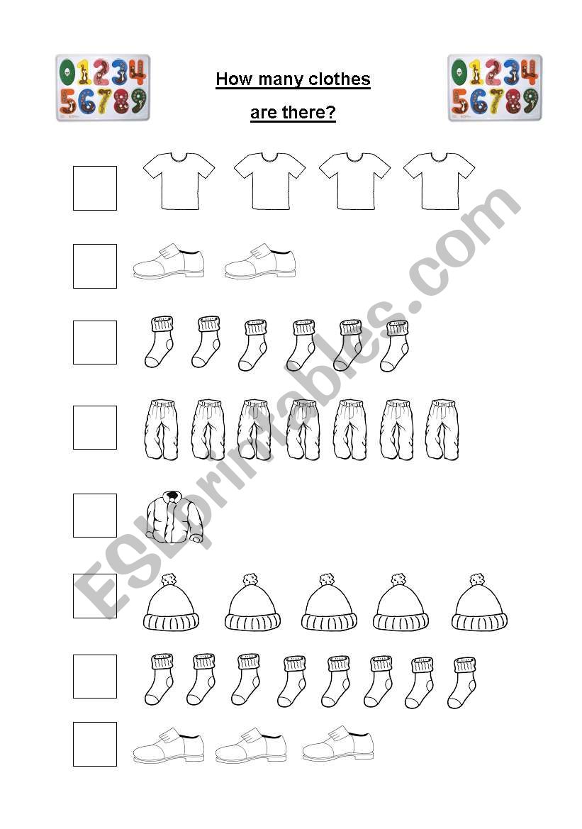 Hoe many clothes are there? worksheet