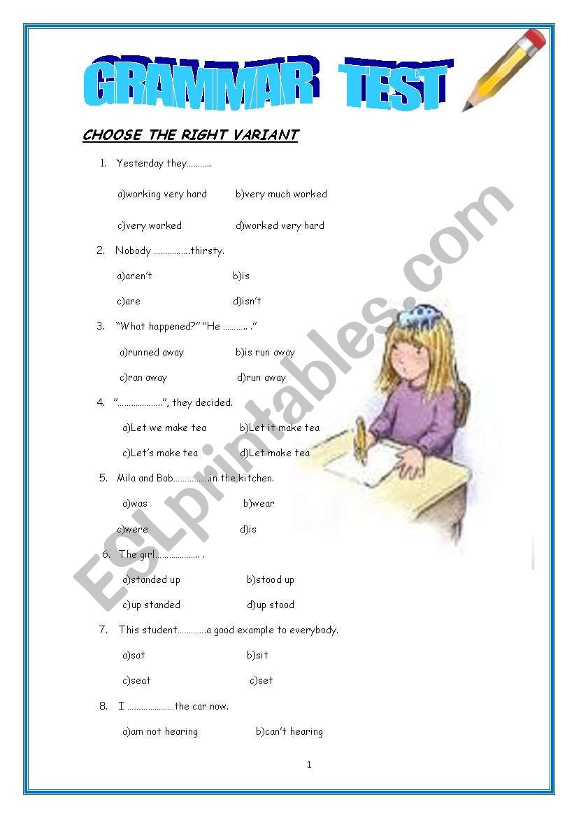 GRAMMAR TEST worksheet