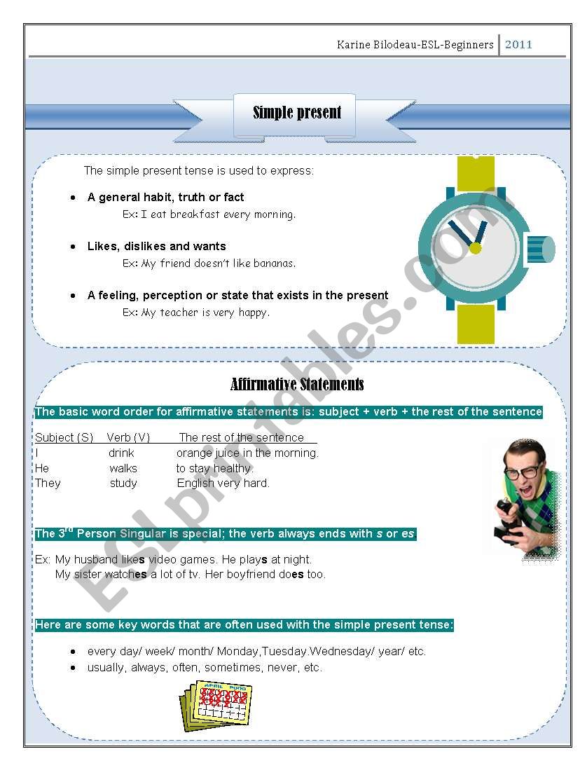 Simple present Part 1 - Affirmative statements 1/3 Simple present Part 1 - Affirmative statements 1/3