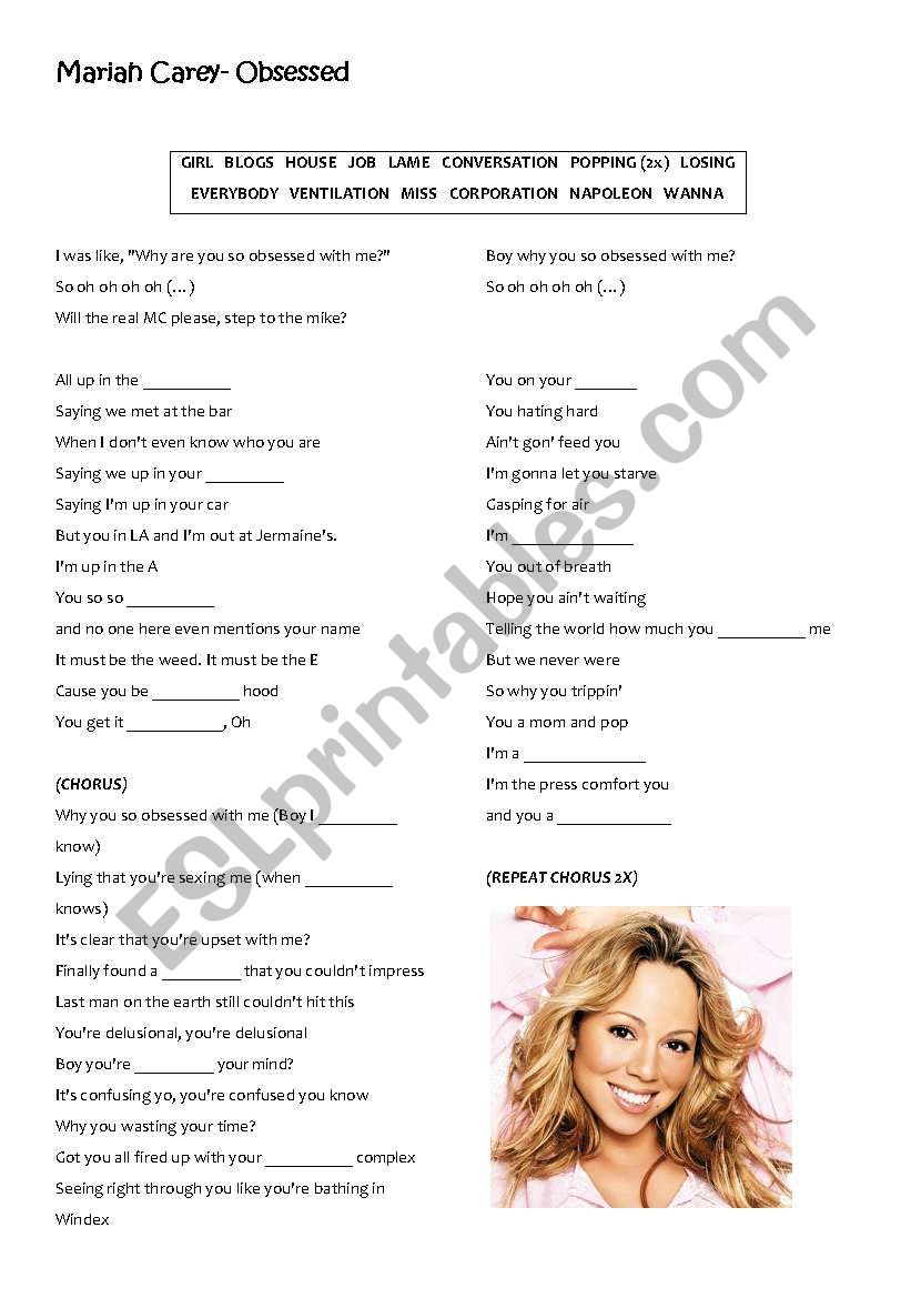 Mariah Carey- Obsessed worksheet