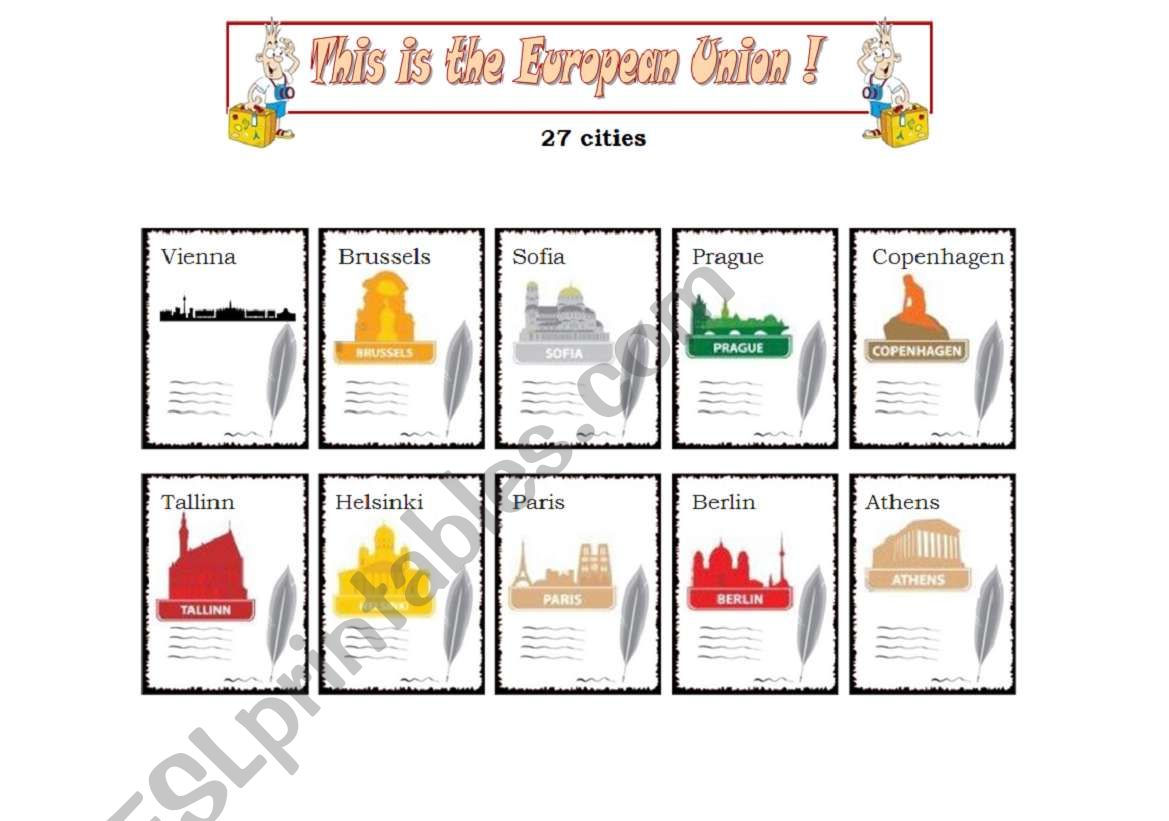 This is the European Union - 27 Capital Cities - cards (part 1 )