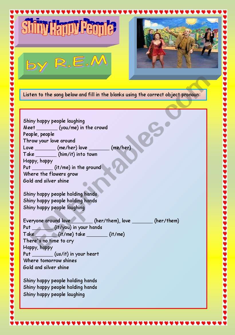 Shiny Happy People - R.E.M worksheet