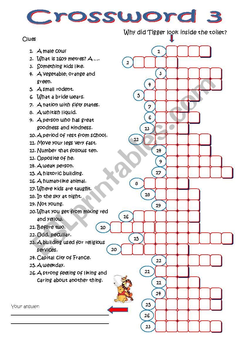 Crossword 3 (with full key) worksheet