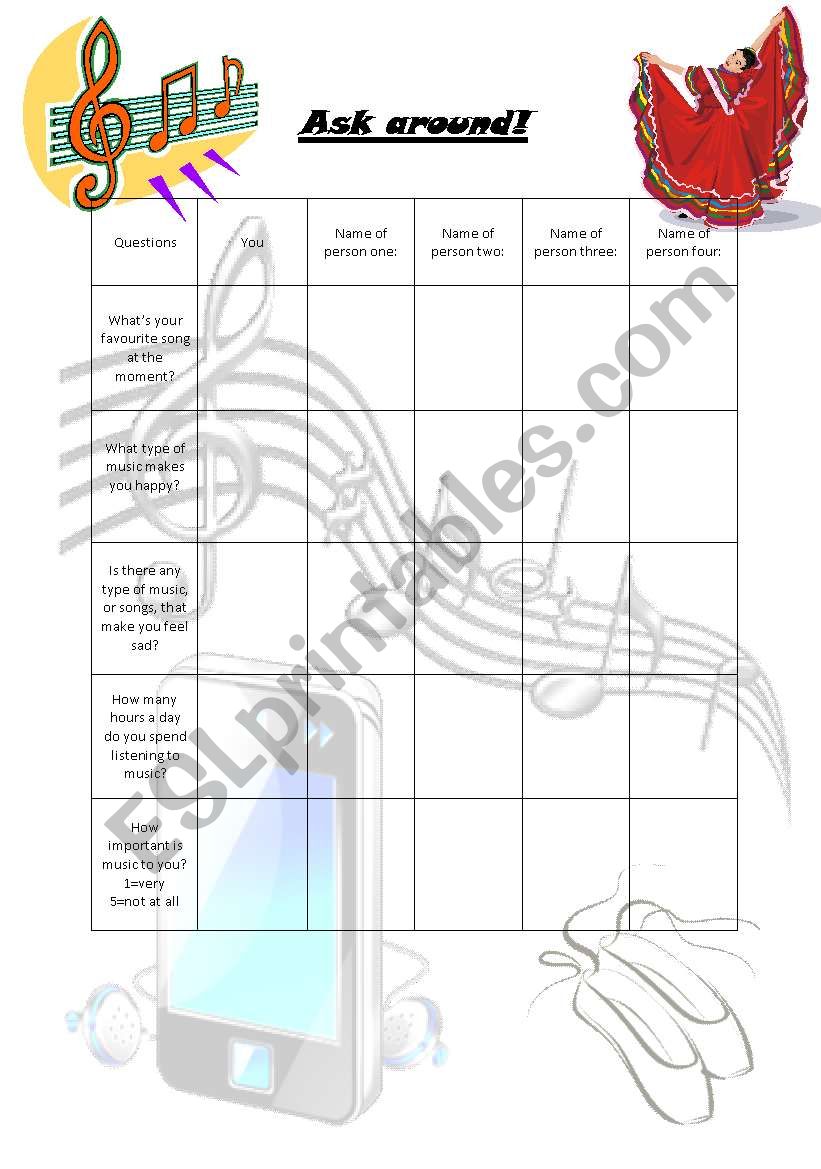 Musical Mingle worksheet