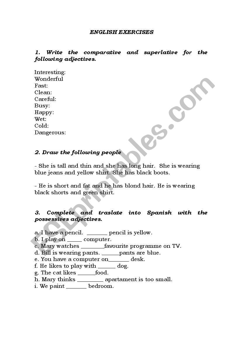 ENGLISH EXERCISES worksheet