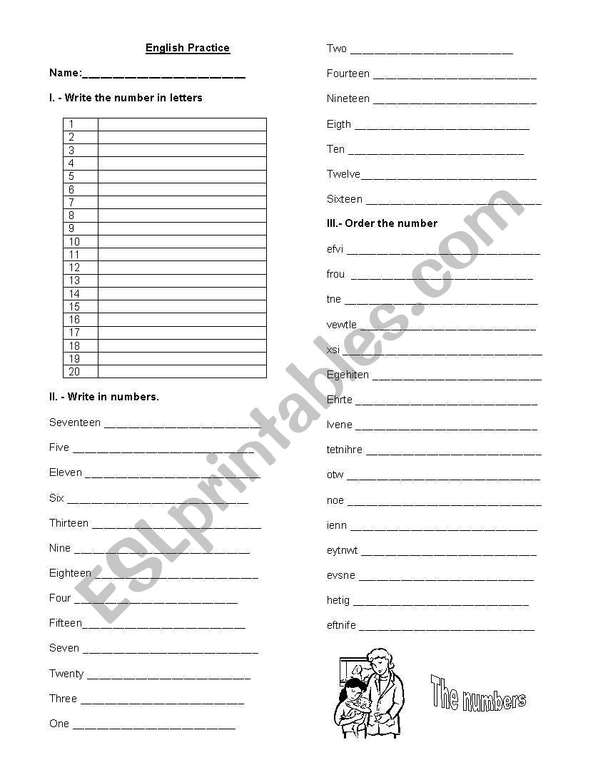 Practice numbers worksheet