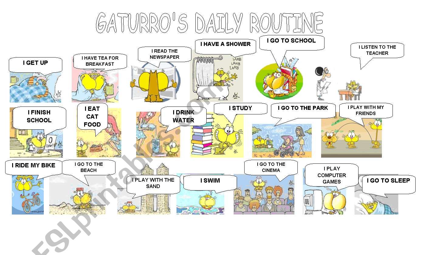 Gaturros daily routine worksheet