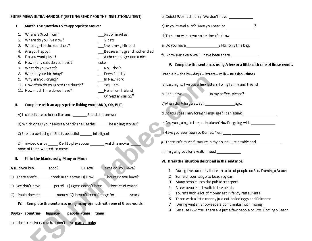 Handout worksheet