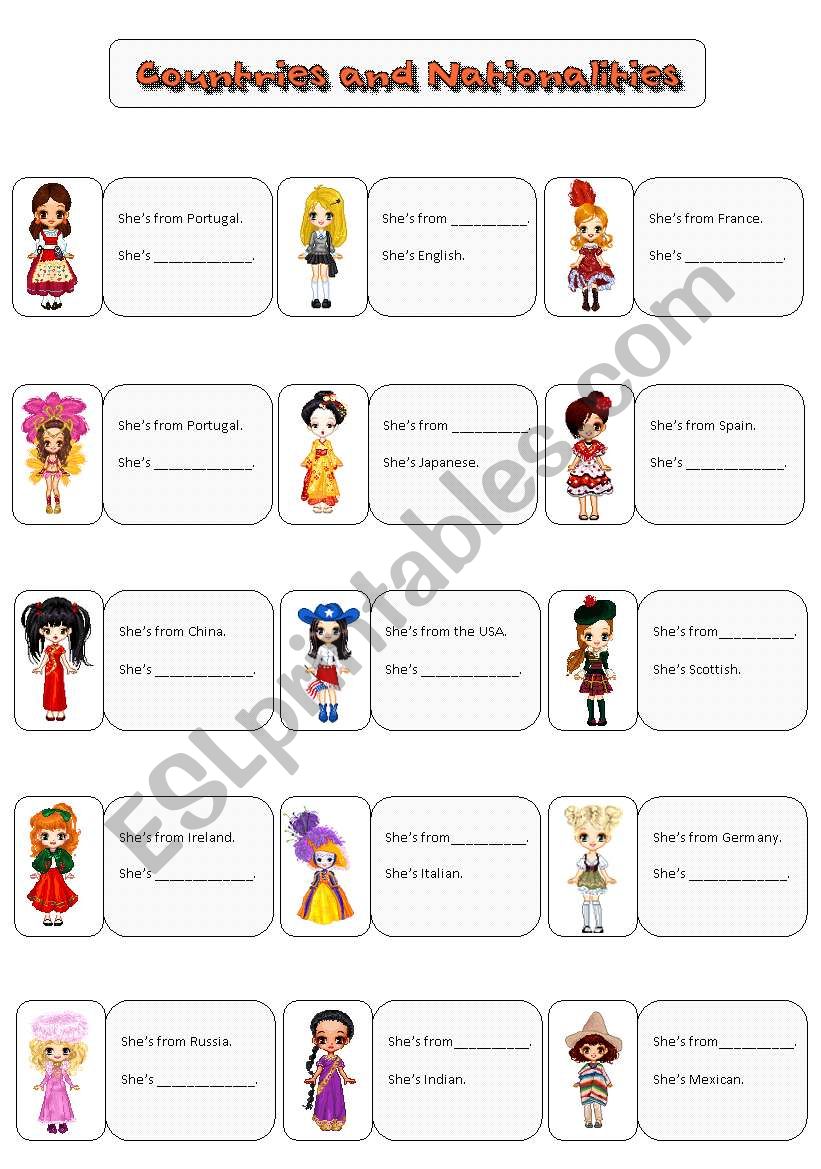 Countries And Nationalities worksheet