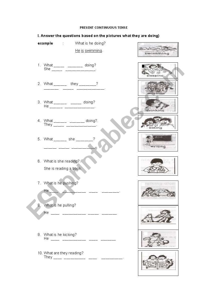 present continuous worksheet