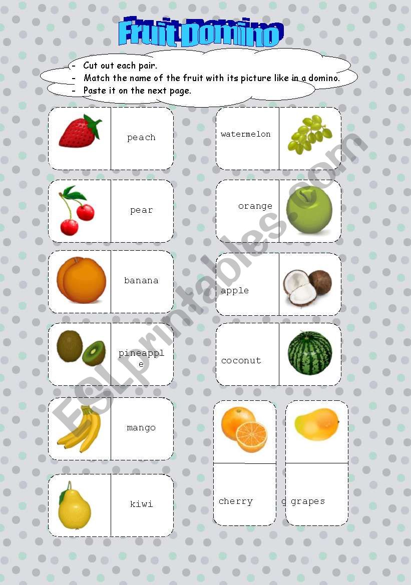 Fruit domino worksheet